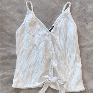 Front-Tie waffle tank top